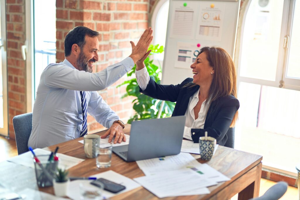 Diverse team of HR professionals collaborating in an office